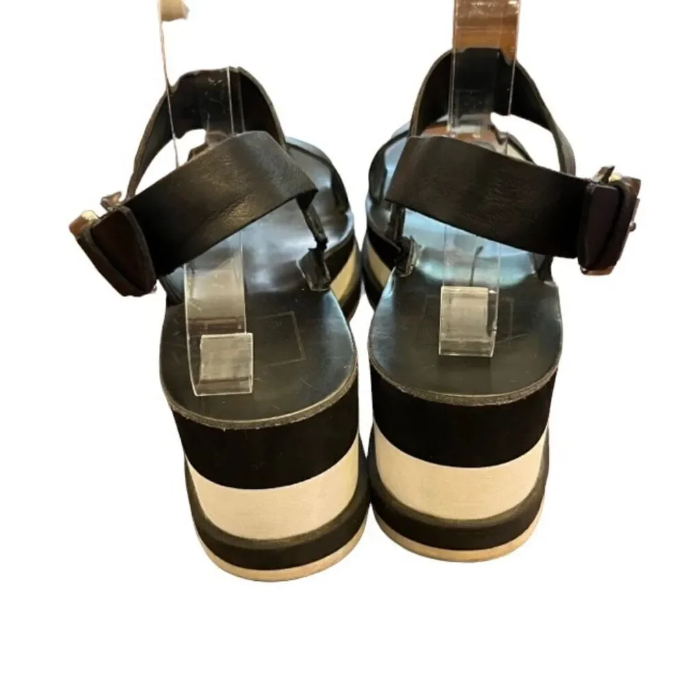Dolce‎ Vita Idrah Platform Sandals Embossed Leather Strappy Black Size 7.5